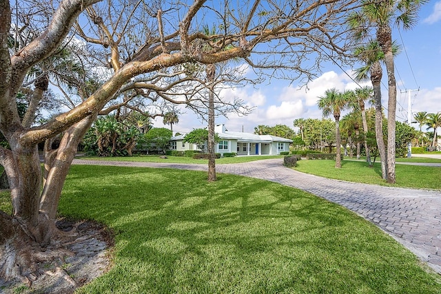 view of front of property featuring a front lawn