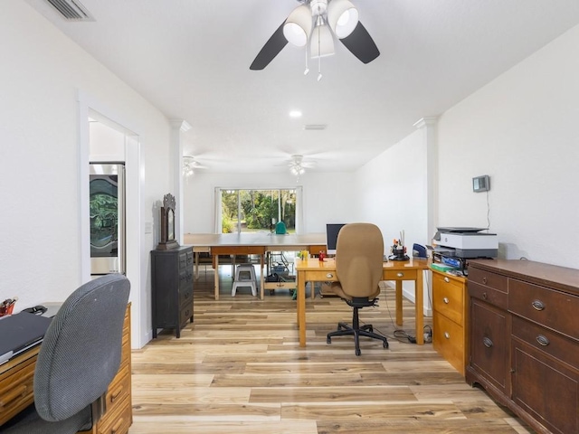 office area featuring light hardwood / wood-style flooring