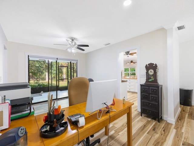 office featuring light hardwood / wood-style floors