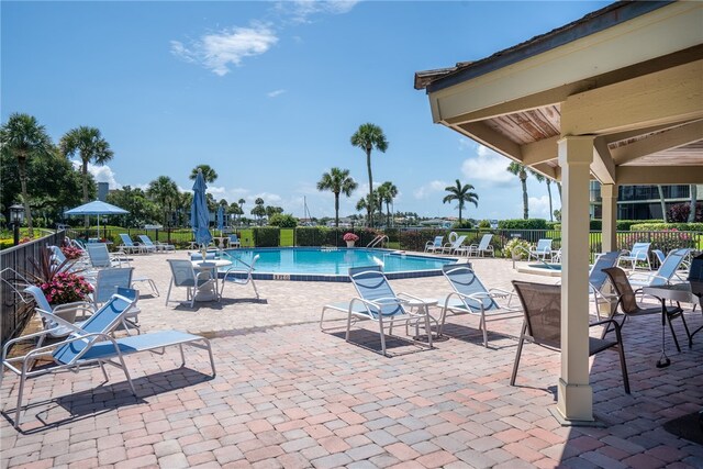 view of pool featuring a patio area