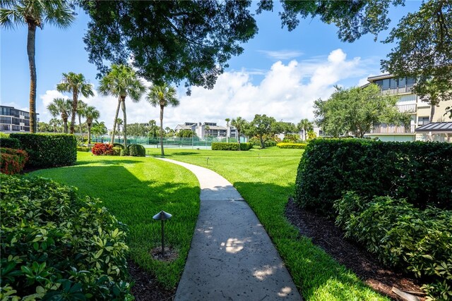 view of community featuring a lawn