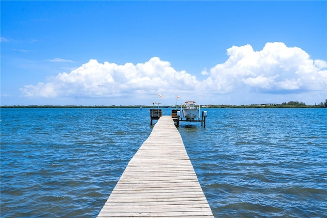 dock area featuring a water view