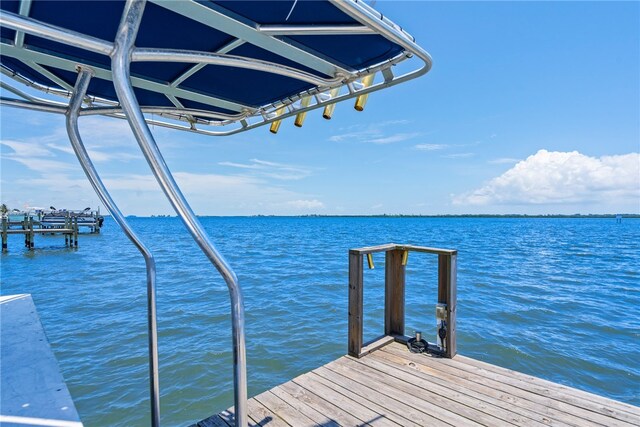 dock area featuring a water view