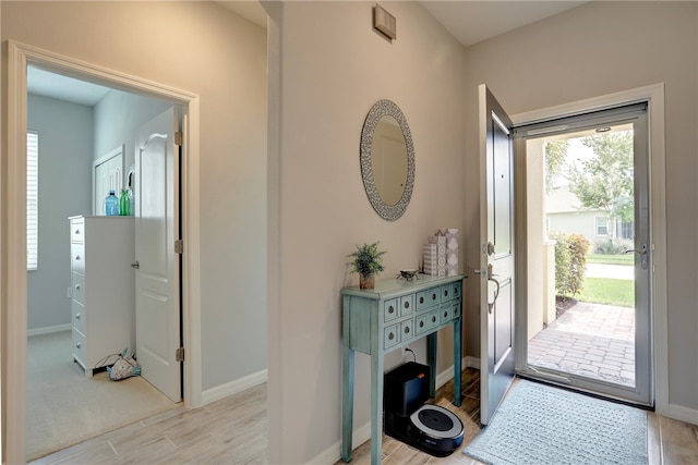 interior space with light hardwood / wood-style floors