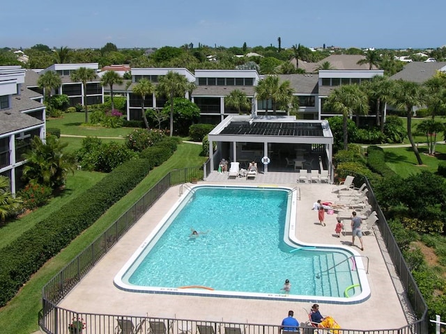 view of pool featuring a patio