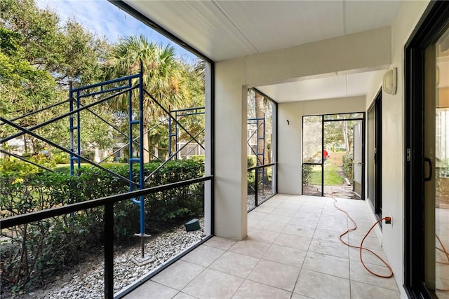 view of unfurnished sunroom