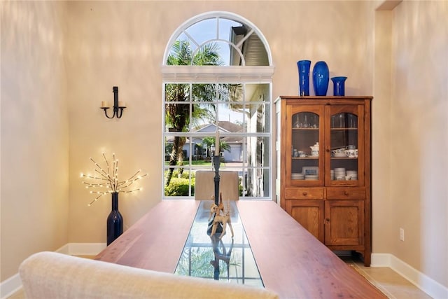 dining space with a wealth of natural light and baseboards