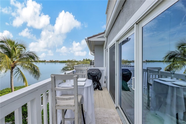 balcony with a water view