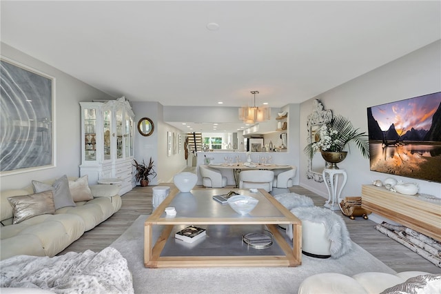 living room featuring light hardwood / wood-style flooring