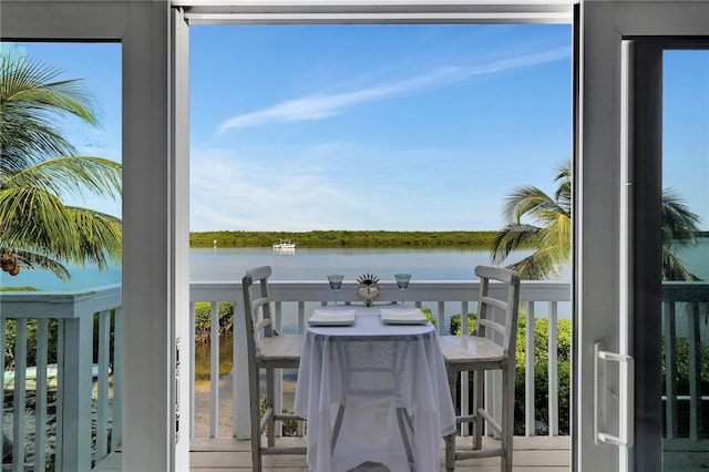 balcony with a water view