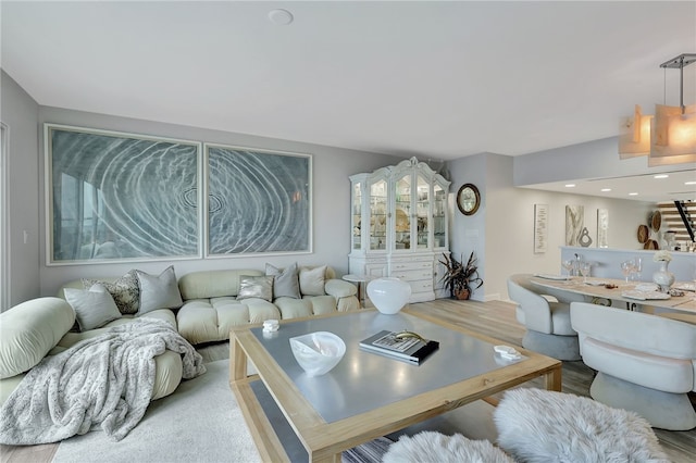 living room with hardwood / wood-style floors