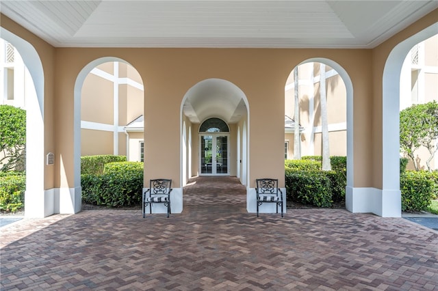 view of patio / terrace featuring french doors