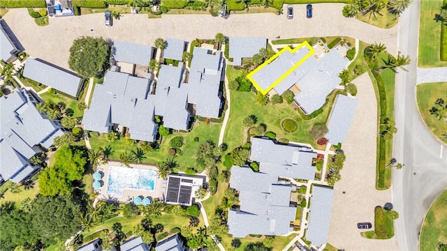 drone / aerial view with a residential view