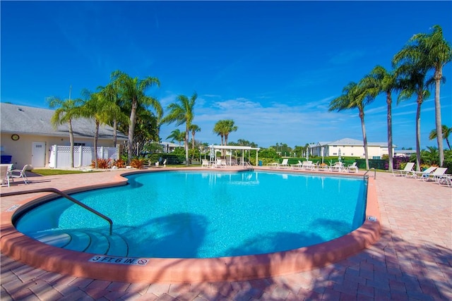 view of pool featuring a patio area