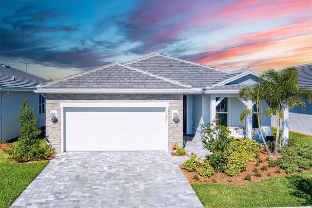 view of front of house with a garage