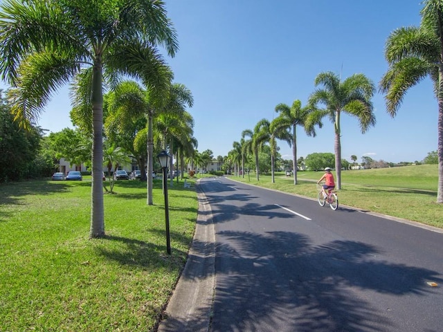 view of road featuring curbs