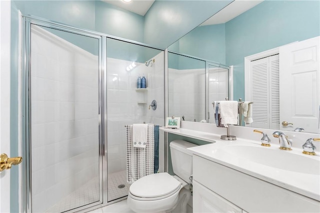 860 Saint James Ln, Vero Beach, FL 32967 - bathroom featuring toilet, vanity, and a shower stall