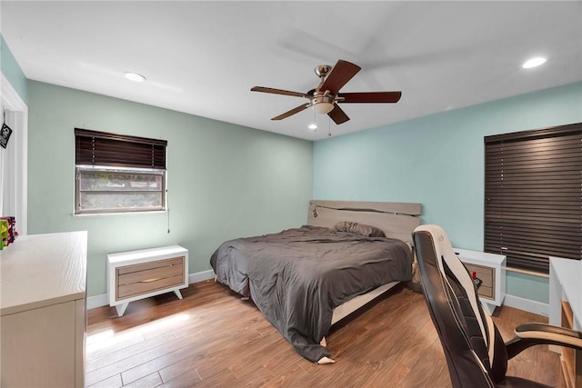 1966 9th St, Vero Beach, FL 32960 - bedroom with wood finished floors, recessed lighting, and a ceiling fan