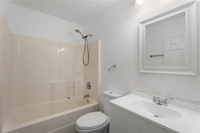 full bathroom with toilet, vanity, and  shower combination