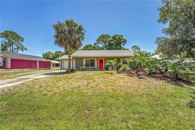 1420 18th Ave SW, Vero Beach, FL 32962 - ranch-style house featuring driveway, a garage, and a front lawn