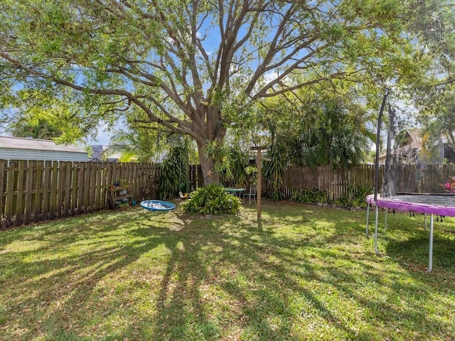 view of yard with a trampoline