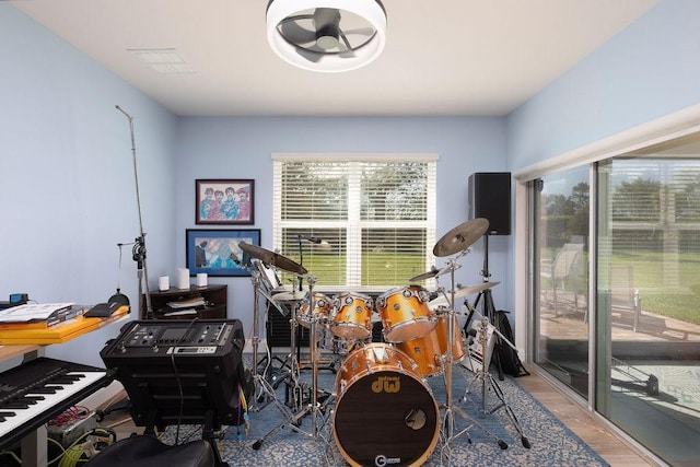 interior space with light hardwood / wood-style floors