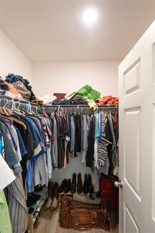 walk in closet featuring wood-type flooring