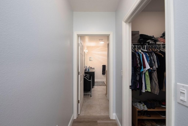 interior space featuring light tile patterned floors