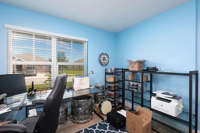 office space featuring hardwood / wood-style flooring