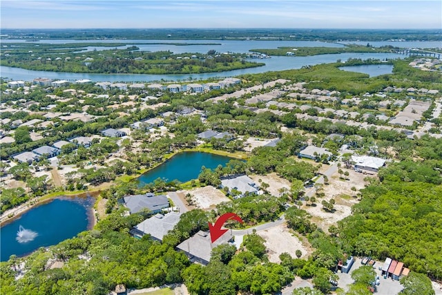 129 Strand Dr, Vero Beach, FL 32963 - bird's eye view featuring a water view and a residential view
