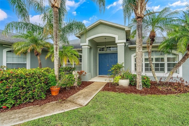 doorway to property featuring a yard