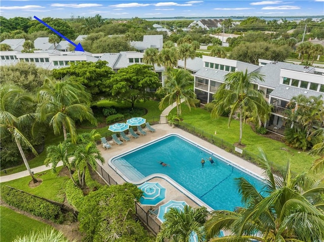 view of swimming pool with a patio area