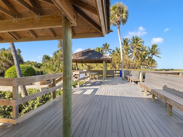 wooden terrace with a gazebo