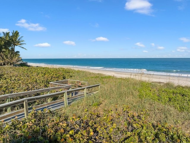 view of water feature featuring a beach view