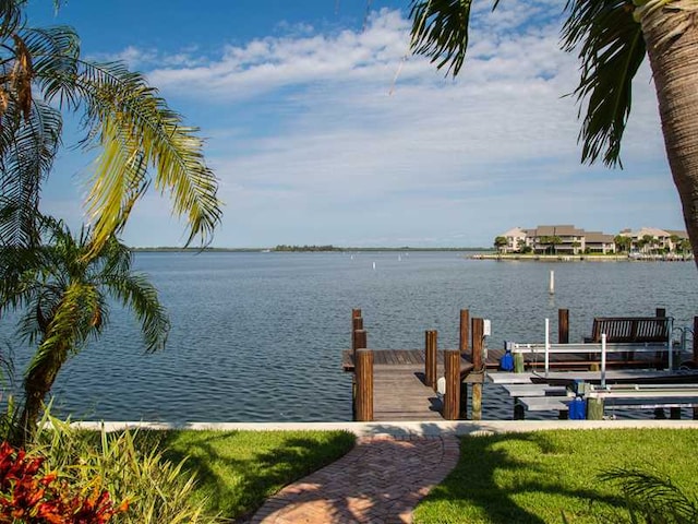 view of dock featuring a water view