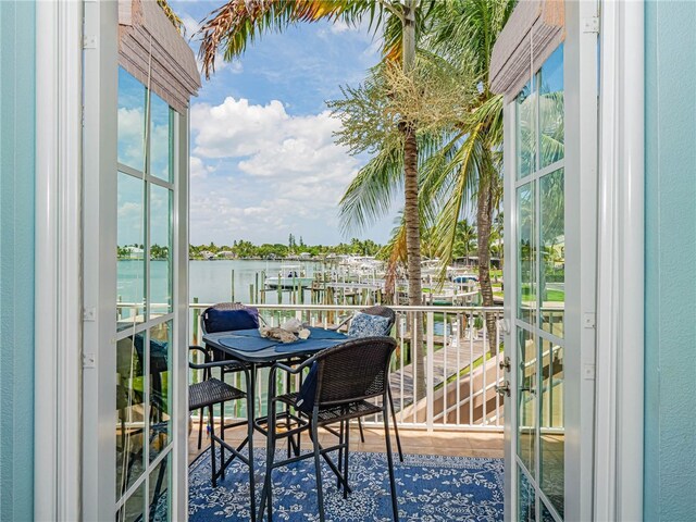 balcony with a water view