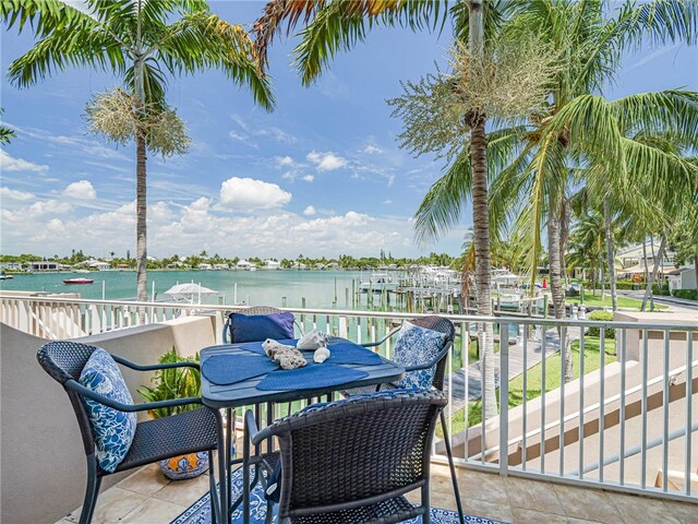 balcony with a water view