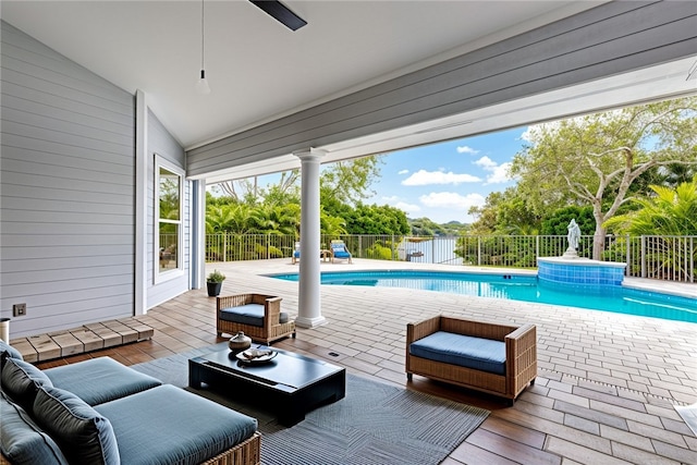 view of pool featuring a patio area and an outdoor hangout area