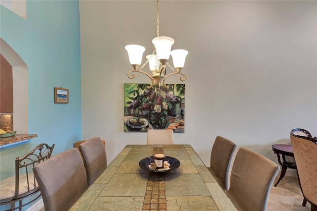 dining room featuring an inviting chandelier