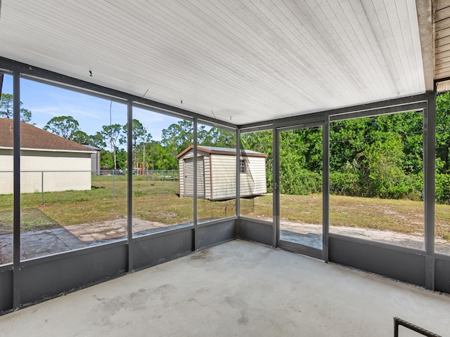 view of unfurnished sunroom