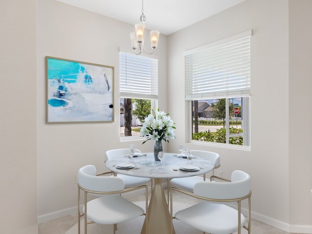 dining room with a chandelier and a healthy amount of sunlight