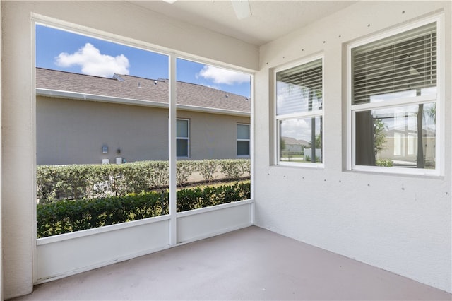 view of unfurnished sunroom