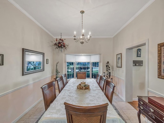 1516 50th Ct, Vero Beach, FL 32966 - dining room with a chandelier, ornamental molding, and light tile patterned floors
