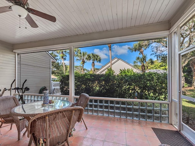 1516 50th Ct, Vero Beach, FL 32966 - sunroom / solarium with ceiling fan, outdoor dining space, and healthy amount of natural light
