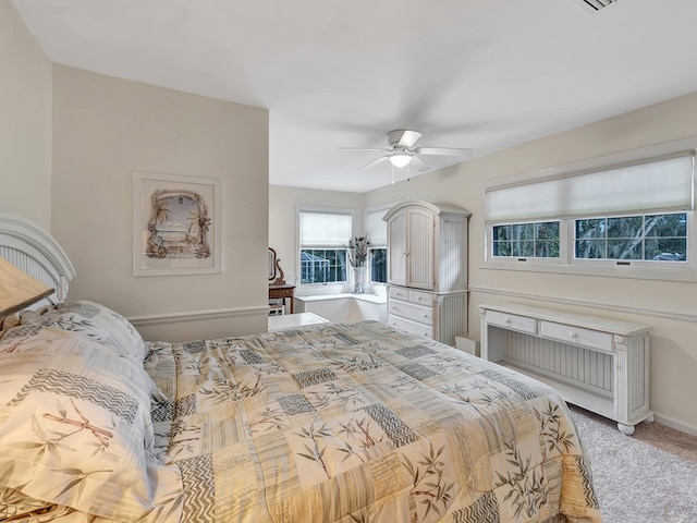 bedroom with carpet and ceiling fan