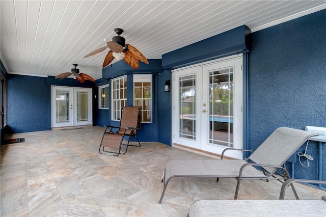 115 Larchmont Ter, Sebastian, FL 32958 - view of patio / terrace with french doors and ceiling fan
