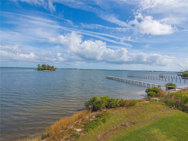 view of water feature featuring a boat dock