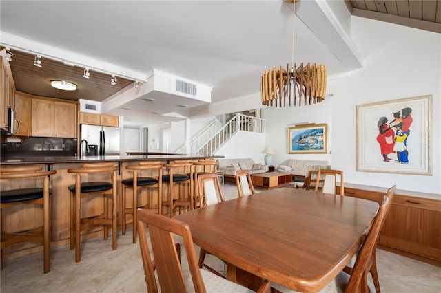 dining space featuring sink