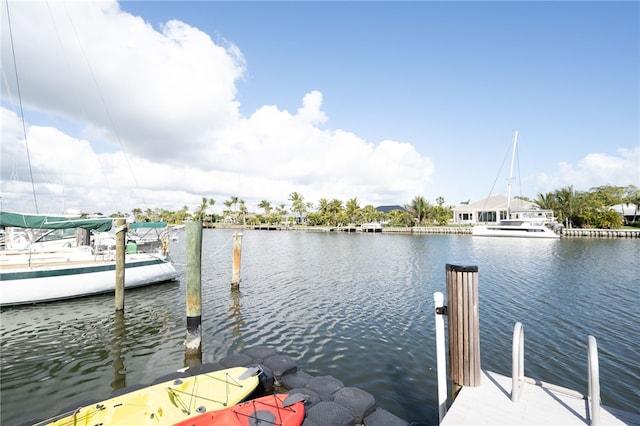 dock area featuring a water view