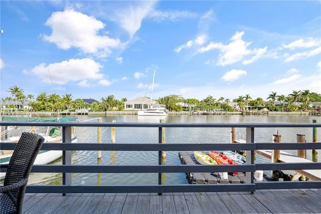 dock area featuring a water view